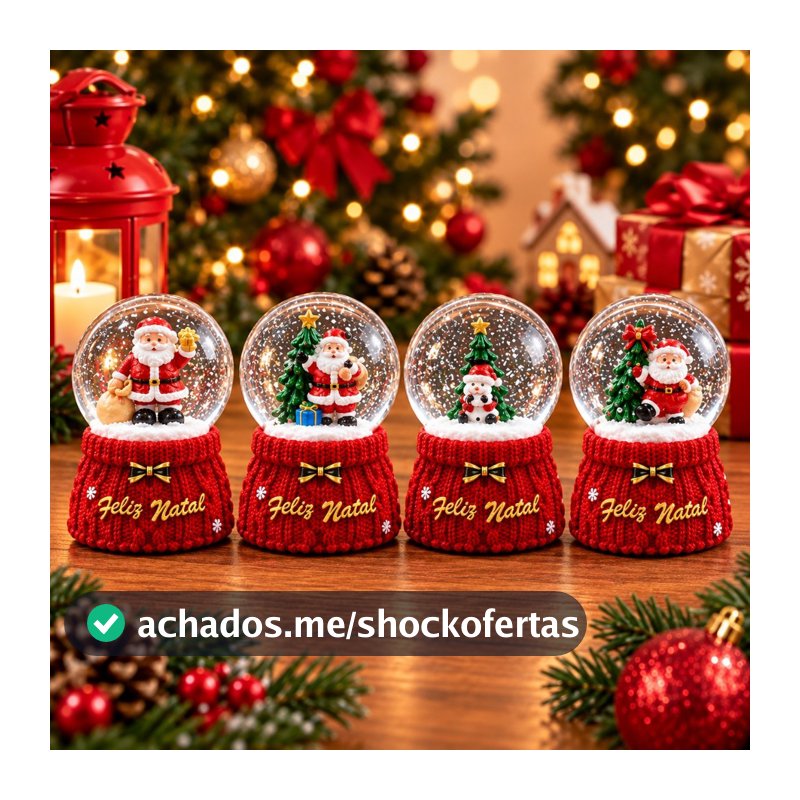 Globo de Neve Natalino Com Luzes Enfeite de Natal 9CM Com LED Decoração De Natal