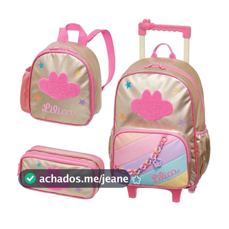 Kit Escolar Lilica Ripilica 2026 Original Pacific, Mochila Mala De Rodinhas, Lancheira, Estojo Duplo