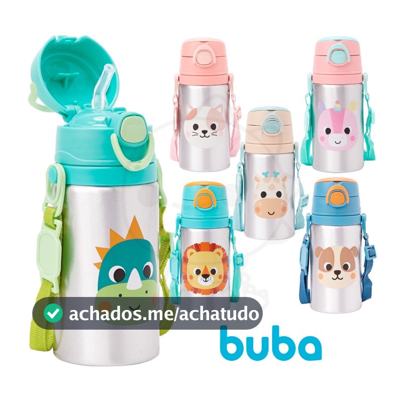 Garrafinha De Alumínio Com Canudo Buba Garrafa de água infantil buba