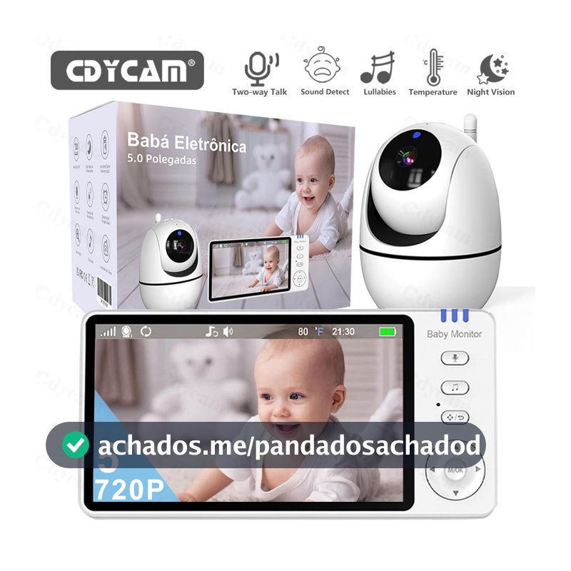 5" Babá Eletrônica, Bebê Câmera Monitor Vídeo,720P HD Monitor de Bebe,Visão nocturna,Sem Wi-Fi ,VOX,Temperatura ambiente