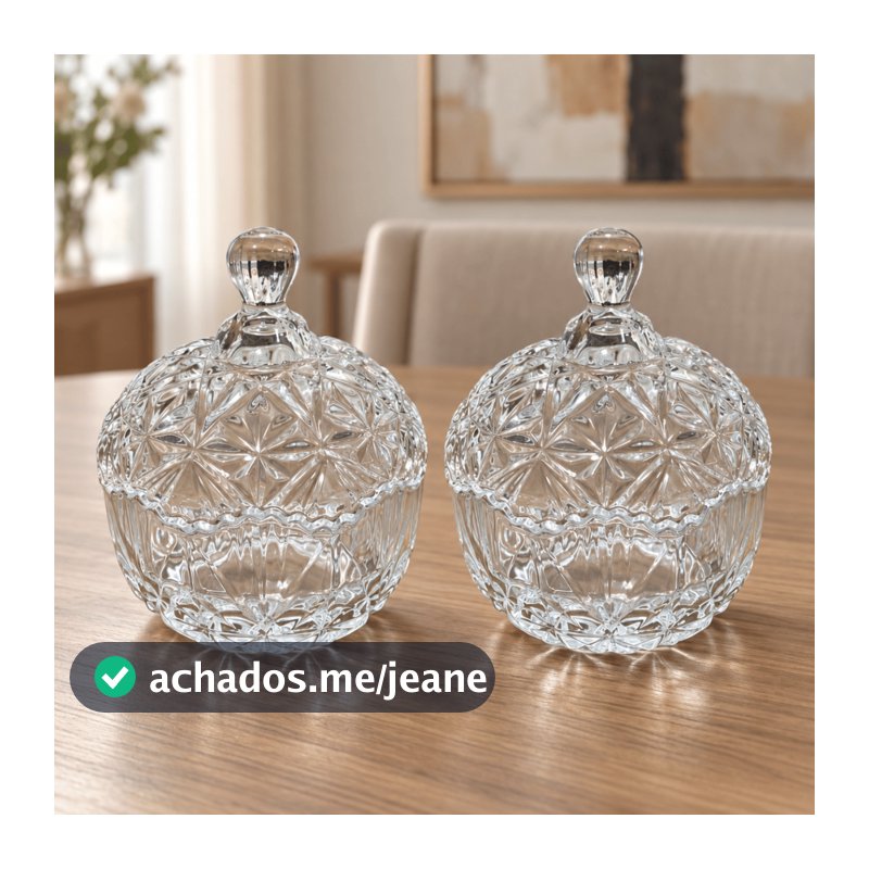 Kit 2 Pote Bomboniere De Vidro Com Tampa Mesa Posta Para Doces Balas Decoração Decorativa