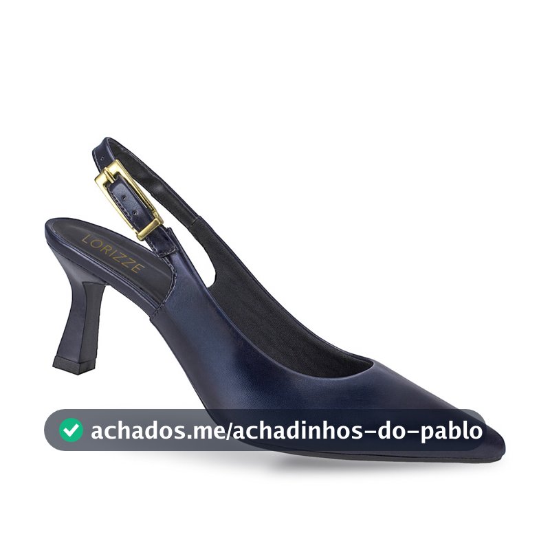 Scarpin Feminino Slingback Salto Fino Médio Com Fivela No Cabedal Elegante E Social 028