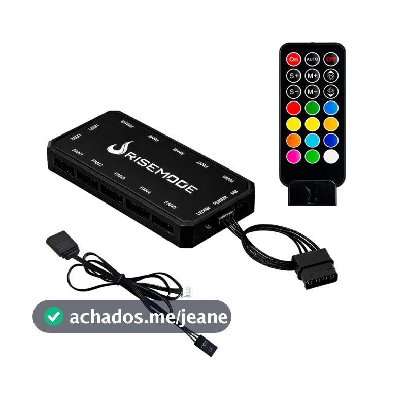 Controladora Hub Pc Gamer ARGB 5v - 6 Pinos Do Kit Fan Rise Mode Laser Energy Aura Preto