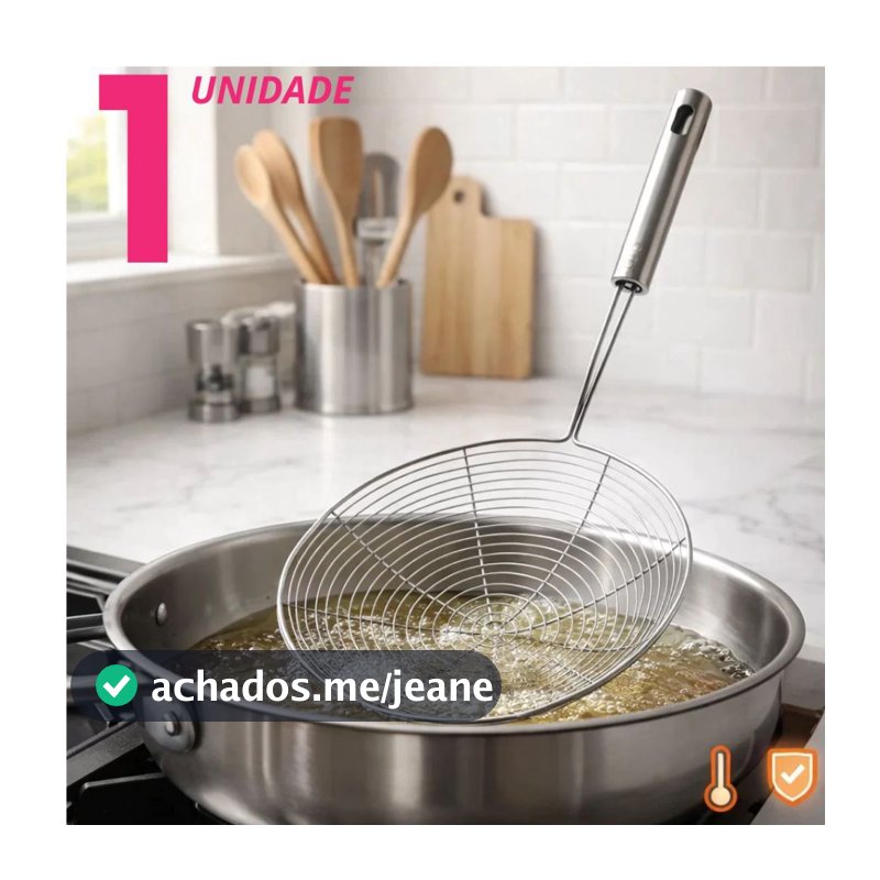 Escumadeira Aramada 13cm Aço Inox Cozinha Fritura Escorrer Óleo Resistente Pequena