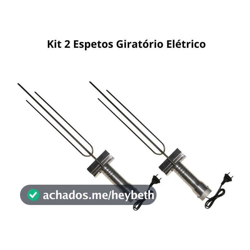 Kit 2 Espetos Giratório Elétrico Churrasco com Base Inox Flex Qualidade Premium