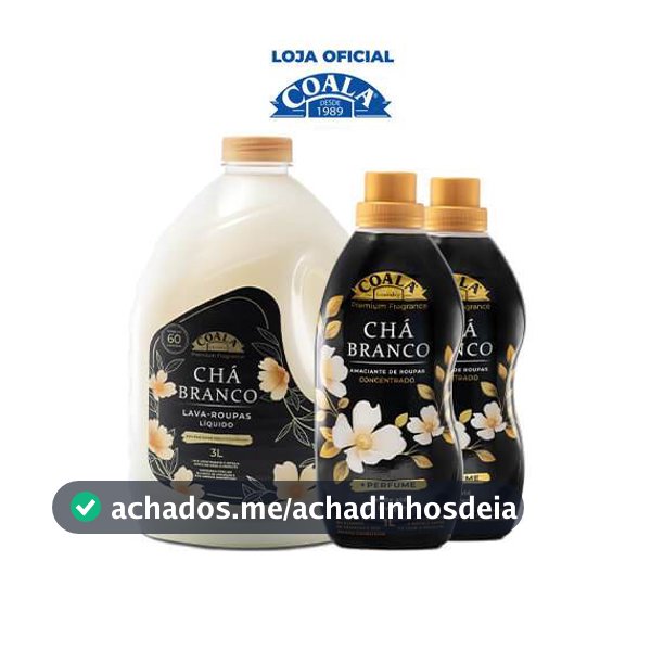 Kit Coala Laundry 1 Lava Roupas 3L + 2 Amaciantes - Chá Branco