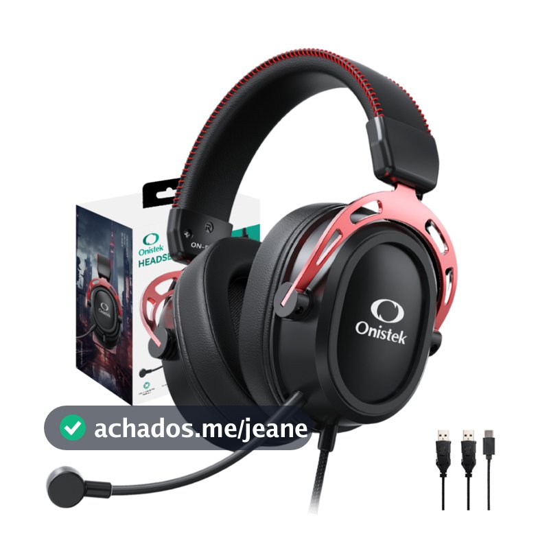 Fone De Ouvido Gamer 50mm Microfone Mute Type-C USB Metal Onistek Para PC PS5 Notebook
