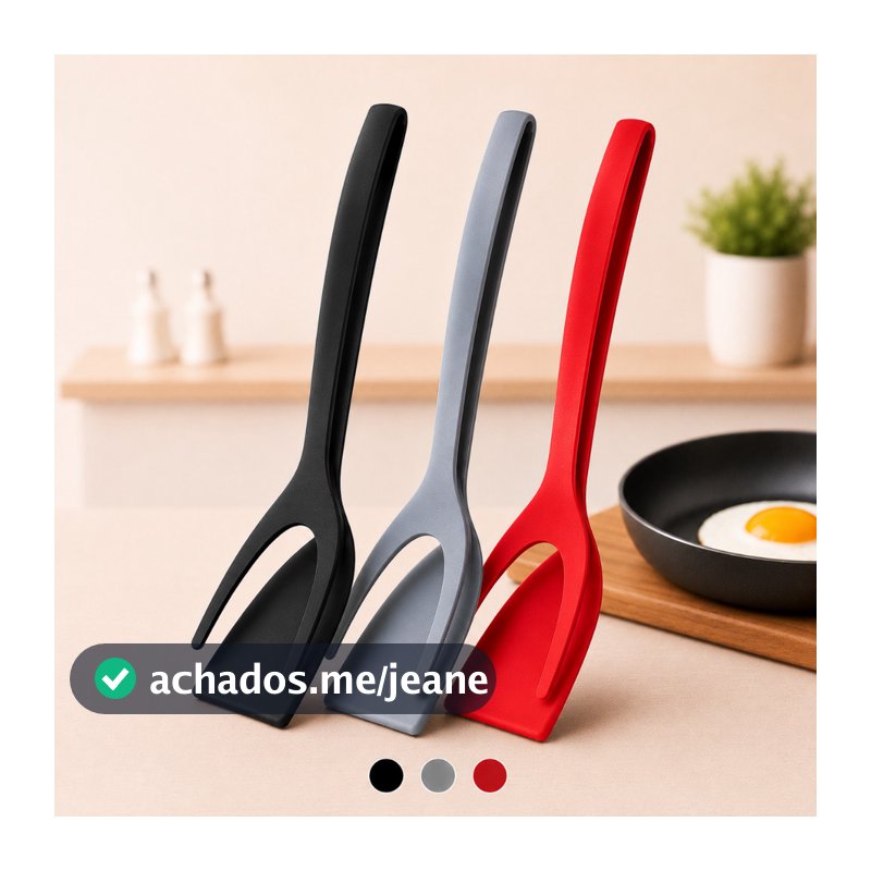 Espátula De Cozinha 2 Em 1 Para Virar Alimentos Antiaderente Ovos Hambúrguer Frango
