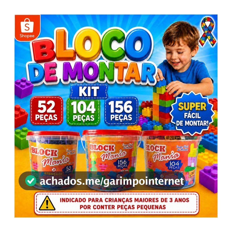 Blocos De Montar 52/104/156 Peças Coloridas Brinquedo Educativo Para Crianças Maiores De 3 Anos Presente Infantil