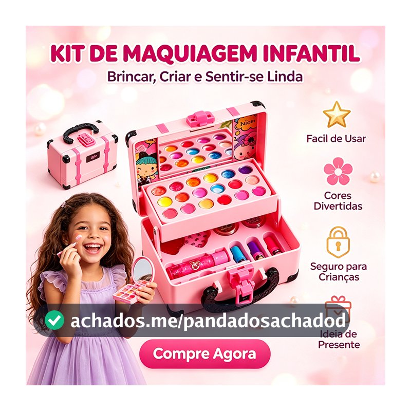 Conjunto De Maquiagem Infantil Lavável De 32 Peças Com Estojo De Treinamento Para Meninas