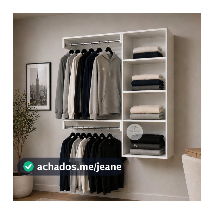 Closet Aberto Arara Suspenso De Parede Cabideiro  - Closet 67