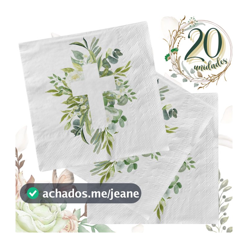 Guardanapo De Papel Folha Dupla 20 Un Cruz Folhagens Crisma Batizado