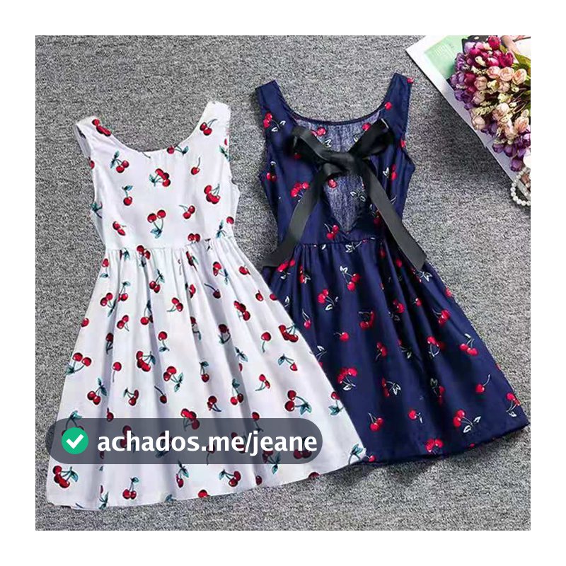 (Em Estoque) Vestido Infantil De Algodão Puro Cereja Para Meninas De 0-6 Anos