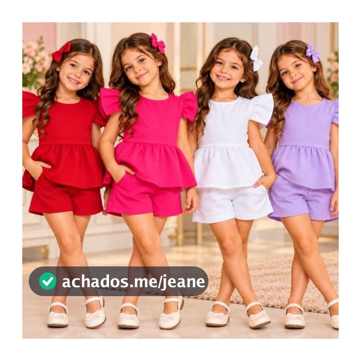 Conjunto Infantil Feminino Alfaiataria Menina modelo luxo Short e Blusa com Bordado no Bolso | 2 ao 10 qualquer ocasião
