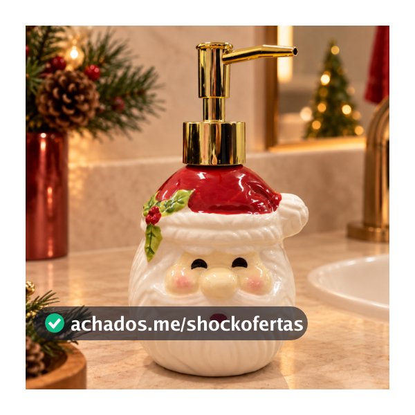 Porta Sabonete Liquido Dispenser Saboneteira De Natal Decoração Natalina Papai Noel Cerâmica Porcelana