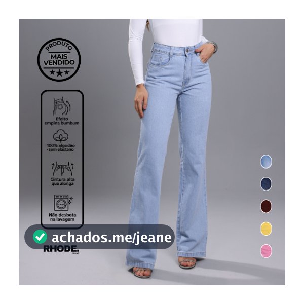Calça Jeans Feminina Wide Leg Jeans Feminina Cintura Alta