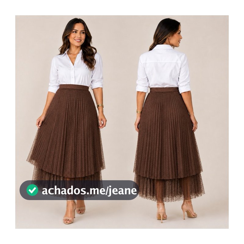 Saia Tule 2 Camadas Moda Evangélica Premium