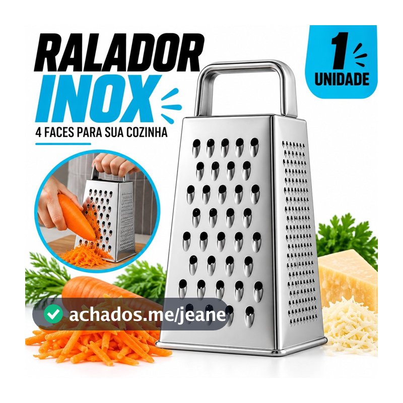 Ralador Inox 4 Faces Multiuso Utensílio de Cozinha para Queijo e Legumes