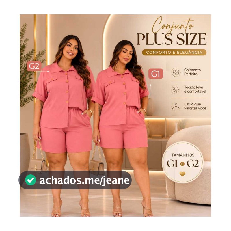 Conjunto Feminino Plus Size Camisa e Short. Sensorial Marrante moda Verão