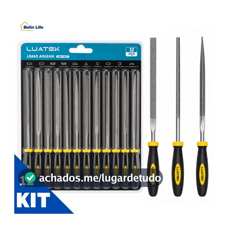 Jogo de Limas Agulha 12 Peças 150mm para Desbaste Ajuste e Modelagem LUATEK LWJ-1977