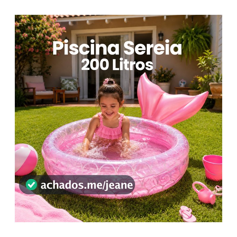 Piscina Inflável Infantil 200 Litros Redonda Sereia Crianças Boia Piscininha