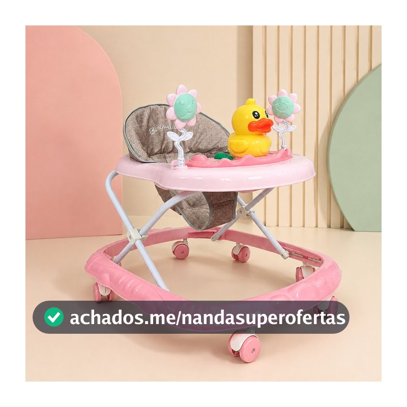 Andador Infantil Rosa Deend Para Bebê Com Patinho