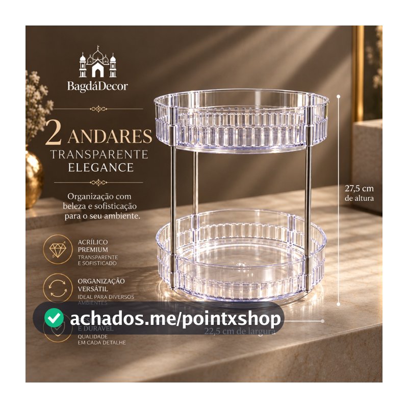 ✨ Organizador Giratório 360° Dois Andares | Cosméticos, Perfumes e Acessórios Premium 🔝