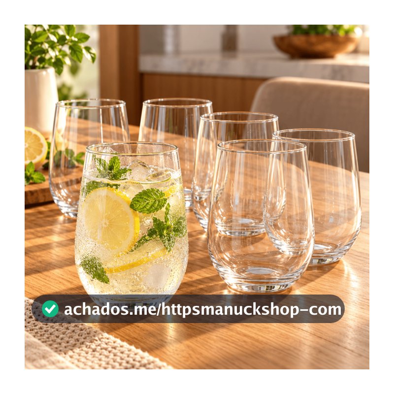 Jogo Kit 6 Copos De Vidro Oca 500ml Grande Liso Água Suco Drink Mesa Posta Cozinha Bar Restaurante