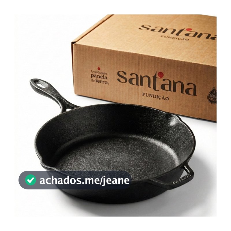 Frigideira de Ferro Fundido Grande Funda Cabo De Ferro 28 Cm Assadeira Indução Profissional Santana