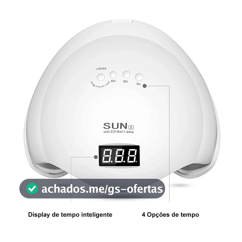 Cabine Sun 5 Unha Gel Acrígel Led uv Branca Rosa Digital 48w Bivolt