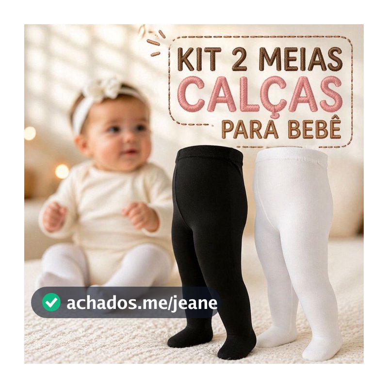 Kit 2 Meia Calça Bebê Infantil Grossa Quentinha Para Frio Inverno Menina 0 a 3 Anos Macia