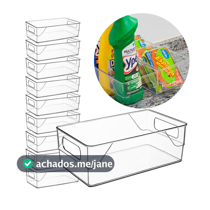 Kit 10 Organizadores Multiuso Para Geladeira, Cozinha E Despensa Em Acrílico Transparente