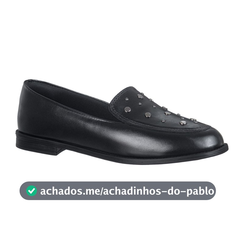 Mocassim Feminino Slip On Moderno Bico Arredondado Tachas Metalizadas Casual Olive