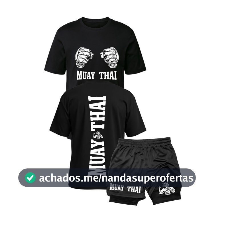 Kit Camiseta + Short Dry Fit 2 em 1  Muay Thai Academia Treino Arte Marcial