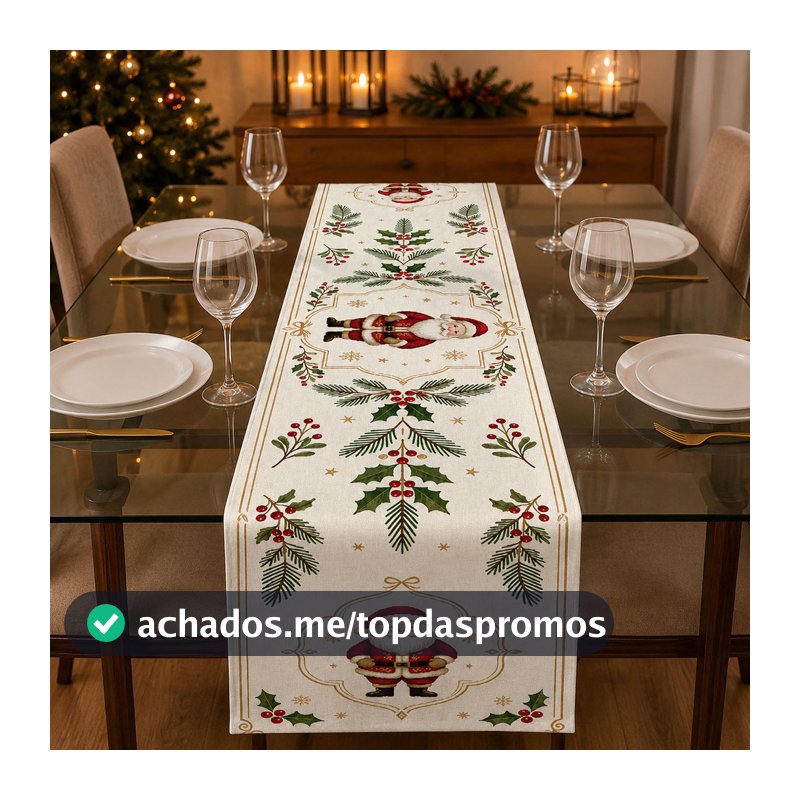 Caminho De Mesa Tema Natal Para Mesa Posta Em Tecido Sublimado