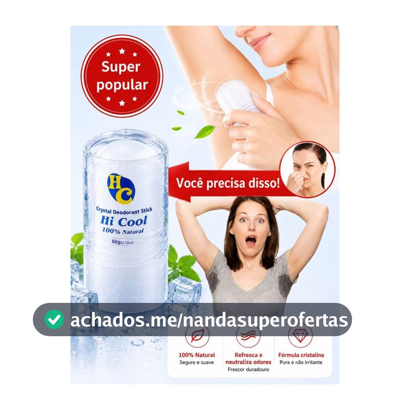 BGM-Desodorante Natural Pedra Cristal De Sal 60g Unisex Hi Cool