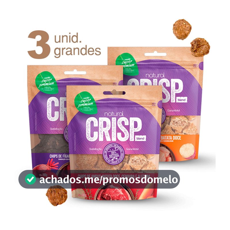 Kit 3 Unidades Petisco Saudável para Cães Natural Crisp Blend Pet Snack Adulto Filhote Cachorro