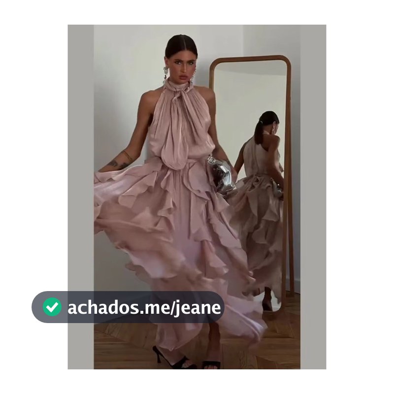 Vestido Estilo Francês Lisonjeiro Com Gola Halter E Babados Sem Mangas 202609-2