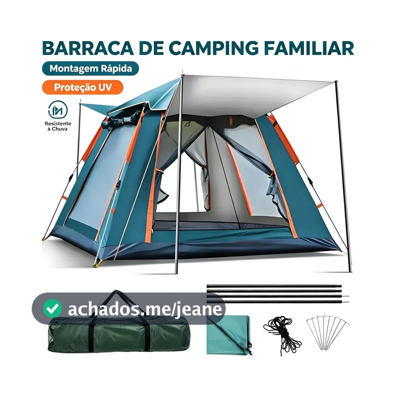 Camping Tent 4/5 People Large Balcony Barraca De Acampamento Grande Para Pessoas 215x215x145cm PortáTil 5 Praia Varanda