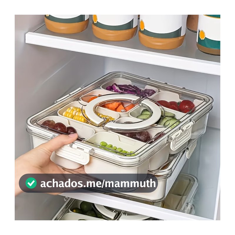 Pote Acrílico Luxo Multiuso Com 4 Ou 8 Divisórias Para Frutas Legumes Carnes E Ovos Transparente