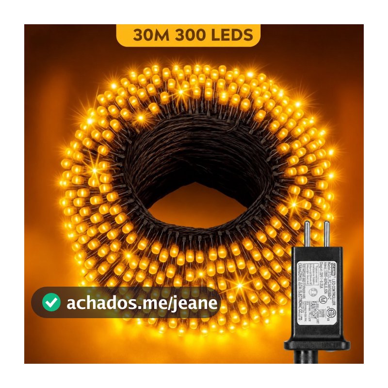 Cordão de LED Luz Fixa Branco Quente 30 Metros 300 LEDs 110V 220V Fio Verde ou Transparente Natal Decoração pisca pisca