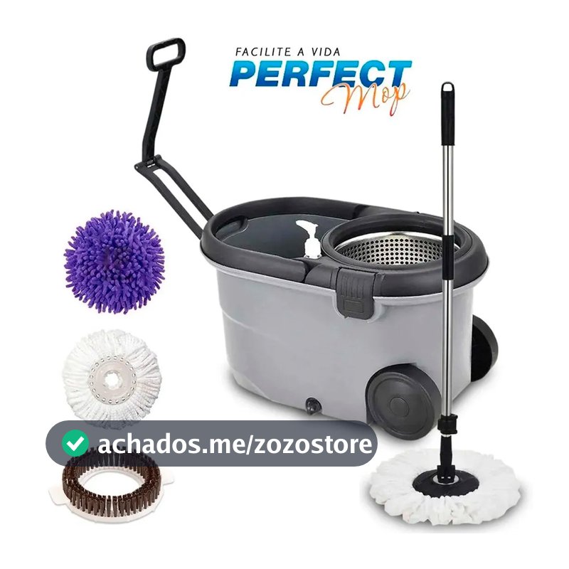 Esfregao Balde Perfect Mop Move - 3refis Com Roda E Alça
