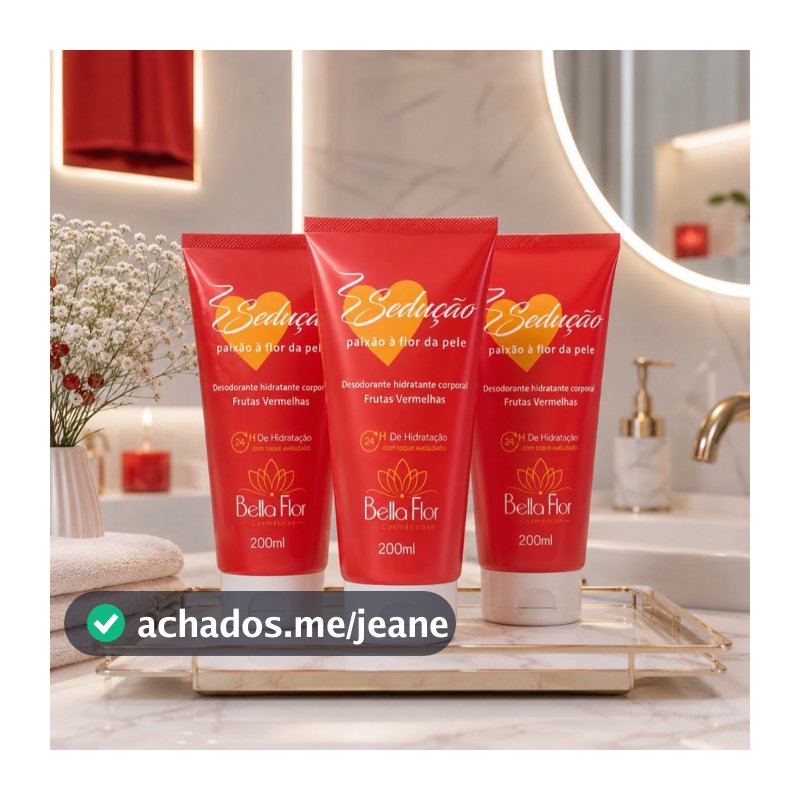 Kit 3 Hidratante Corporal Bella Flor Sedução 200ml Todos os Tipos de Pele Hidratação Maciez