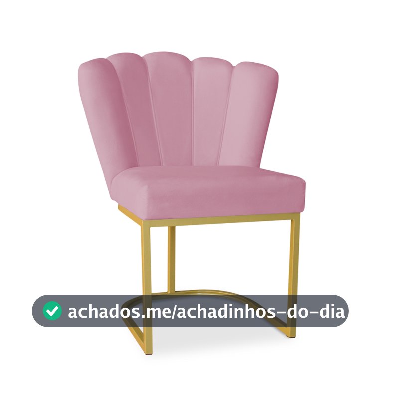 Poltrona Cadeira Pétala Base de Ferro Dourada para Manicure