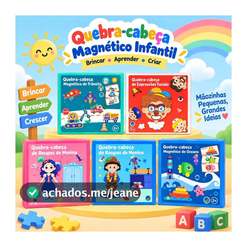 Quebra-cabeças de desenhos animados, brinquedos educativos, quebra-cabeças magnéticos.