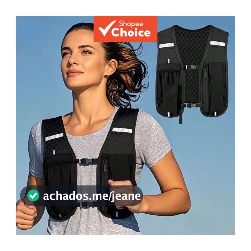Um colete mochila leve e respirável para corrida e trekking, com faixas refletivas, mochila casual para trilha e