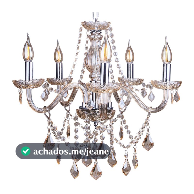 Lustre Sala de Jantar Candelabro de Cristal Legítimo France Nice 5 braços E14 Bivolt