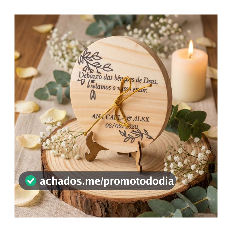 Porta Aliança Personalizado Para Casamento em Madeira Pinus com Suporte e Elastico com Envio 24H