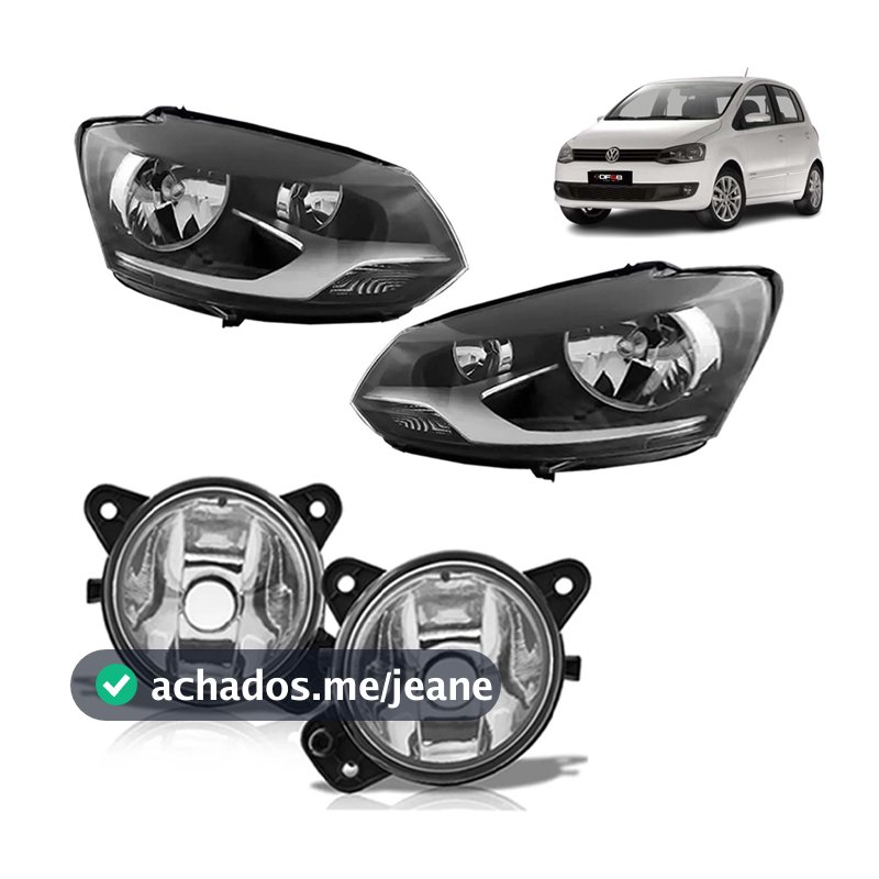 Kit Par Farol Dianteiro Fox Spacefox Crossfox 2010 2011 2012 2013 2014 + Milha Auxiliar Milha