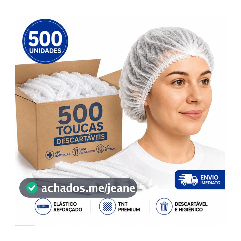 Kit 500/400/300 Touca Descartável Tnt Sanfonada Branca Elástico Reforçado Cozinha Hospitalar
